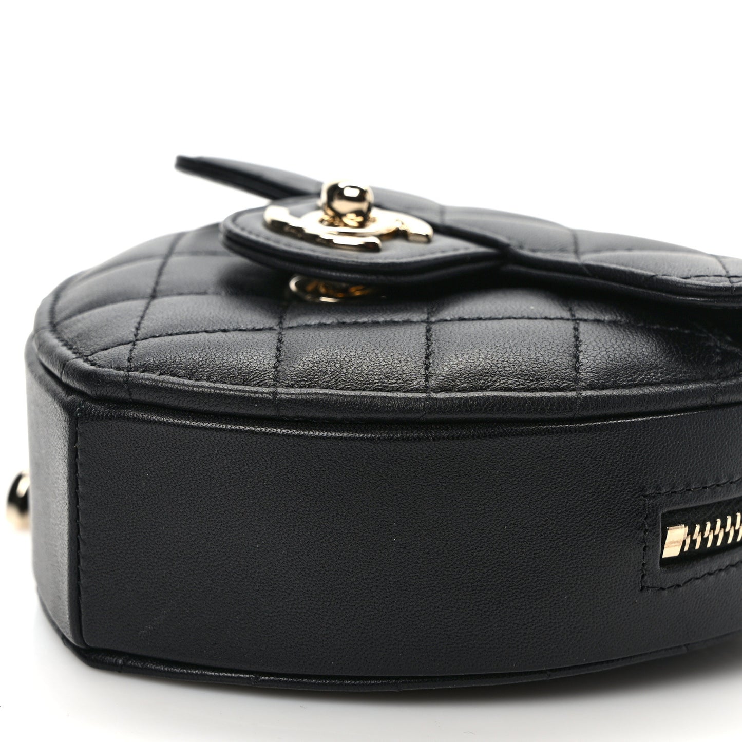 Lambskin Quilted CC In Love Heart Clutch With Chain Black