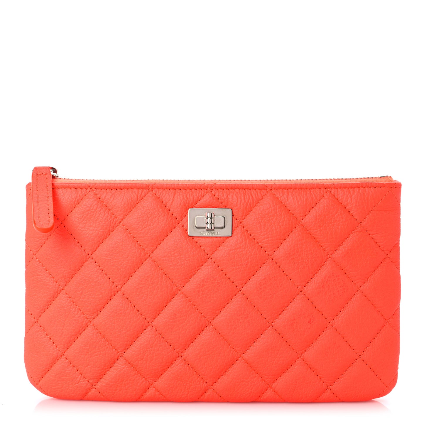 Goatskin Quilted Medium Reissue Cosmetic Case Orange