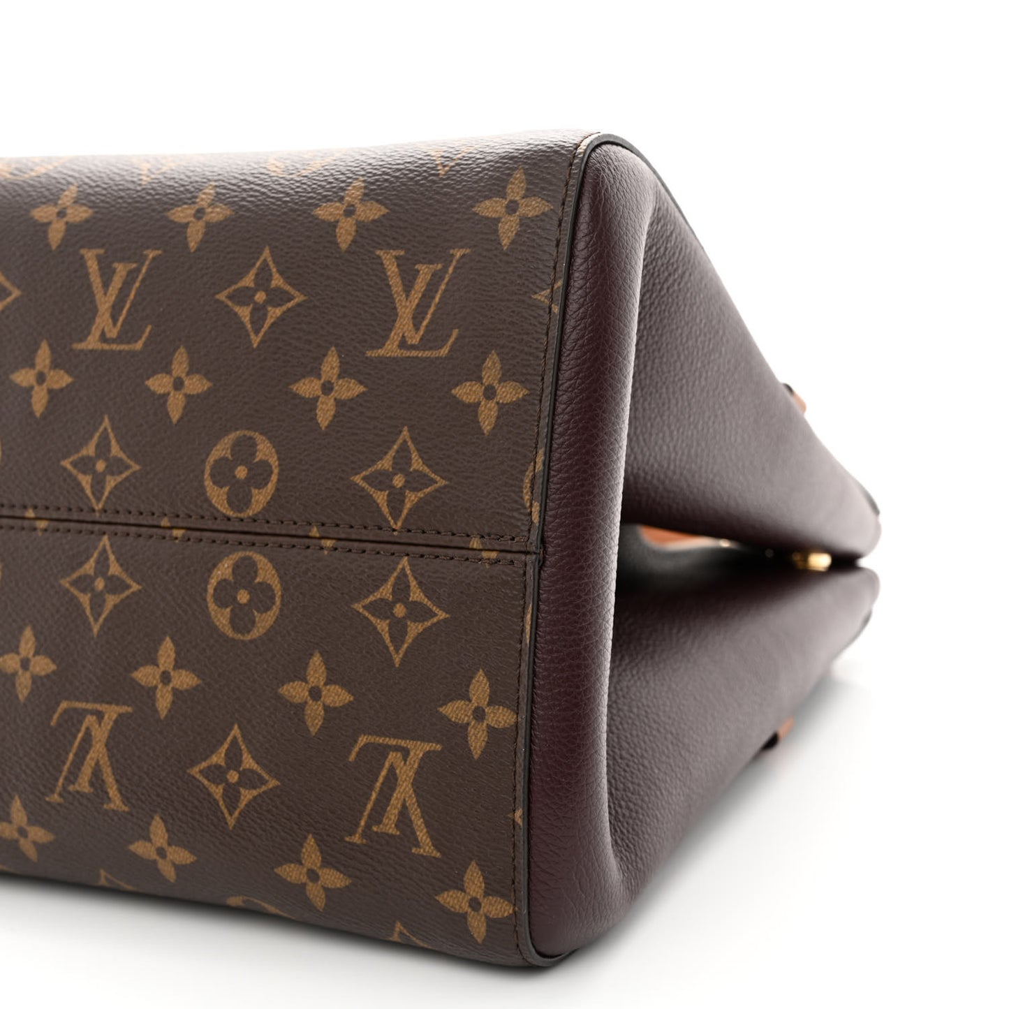 Calfskin Monogram Fold Tote MM Black Wine Cream