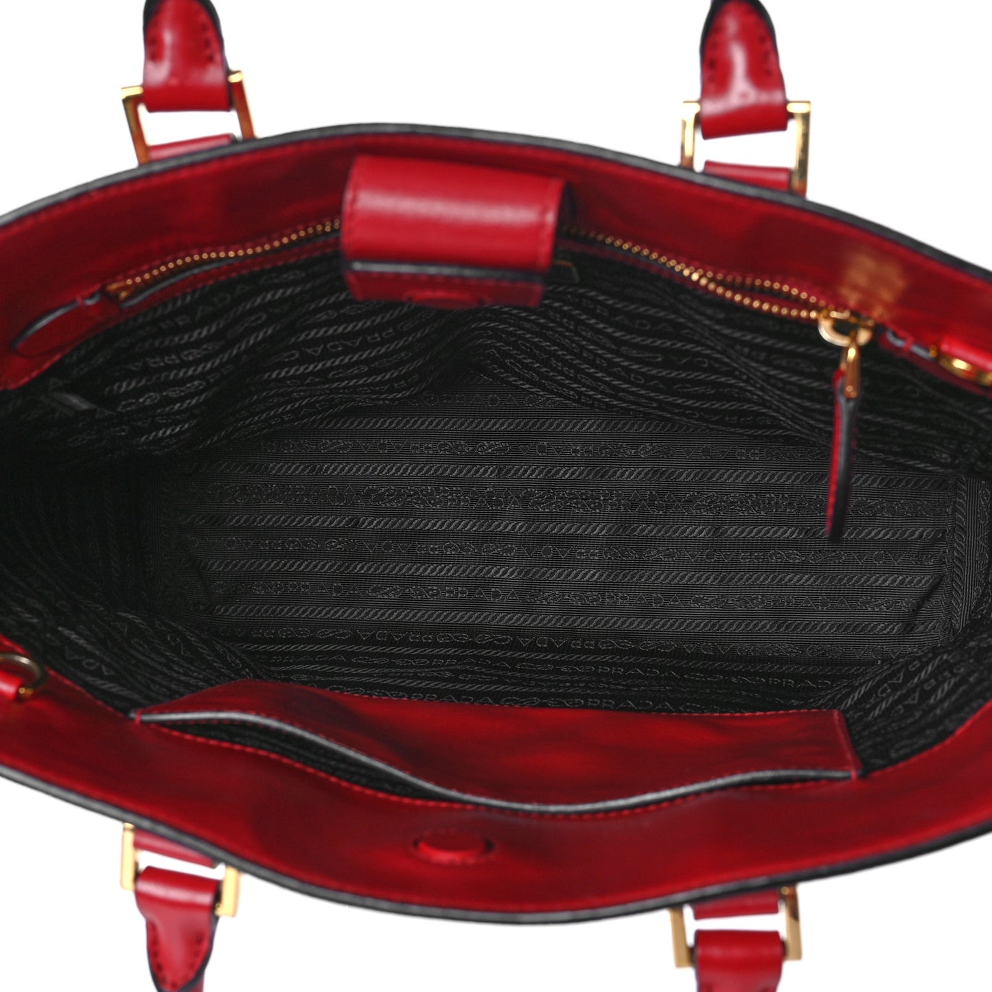 Saffiano Soft Calfskin Small Zippered Tote Fuoco