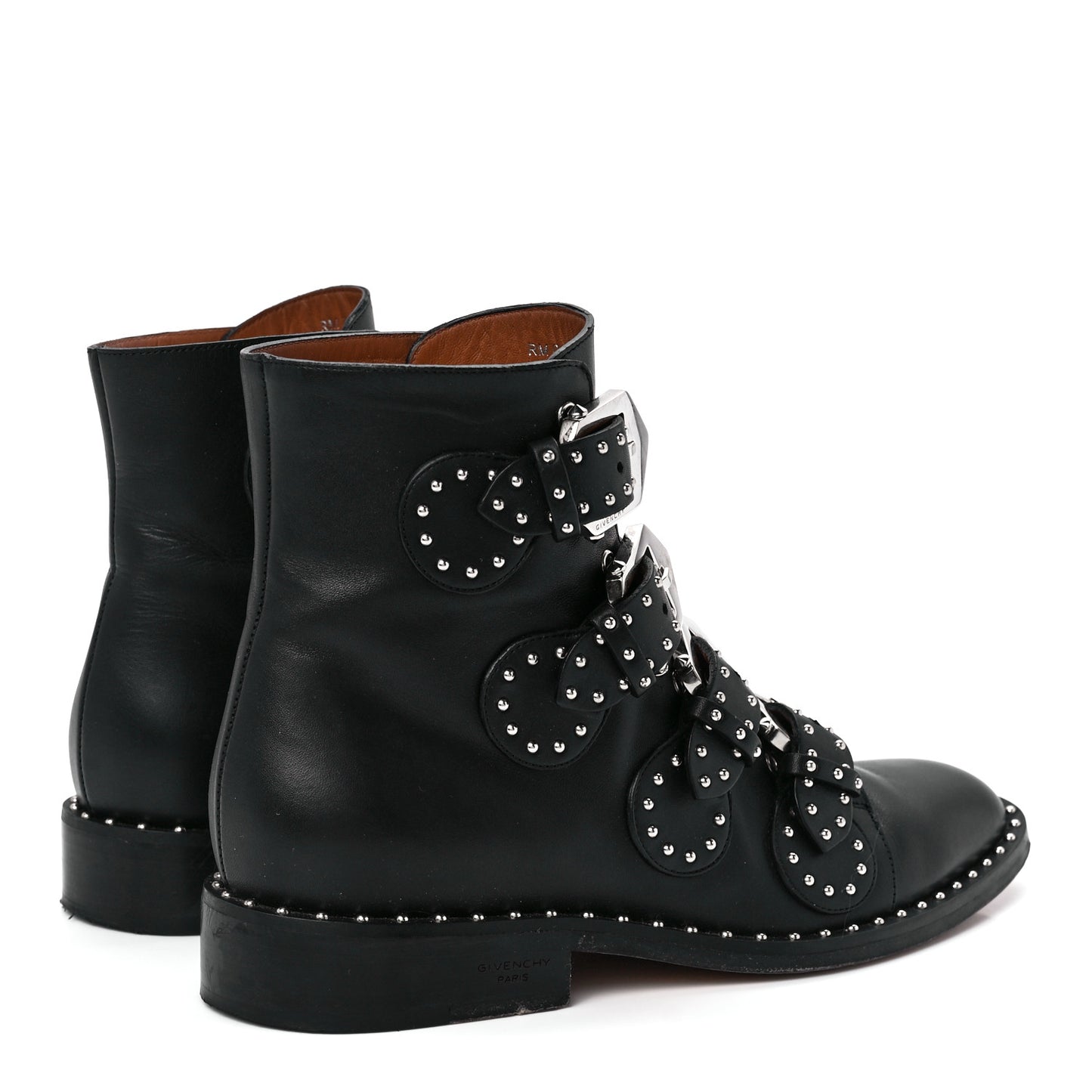 Calfskin Studded Prue Buckle Bootie 36.5 Black