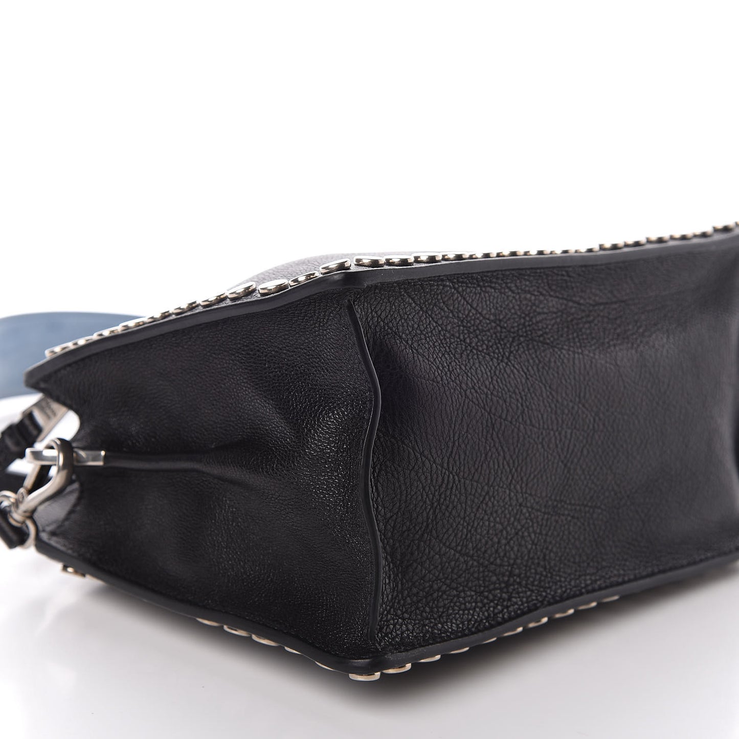 Glace Calfskin Studded Etiquette Shoulder Bag Black
