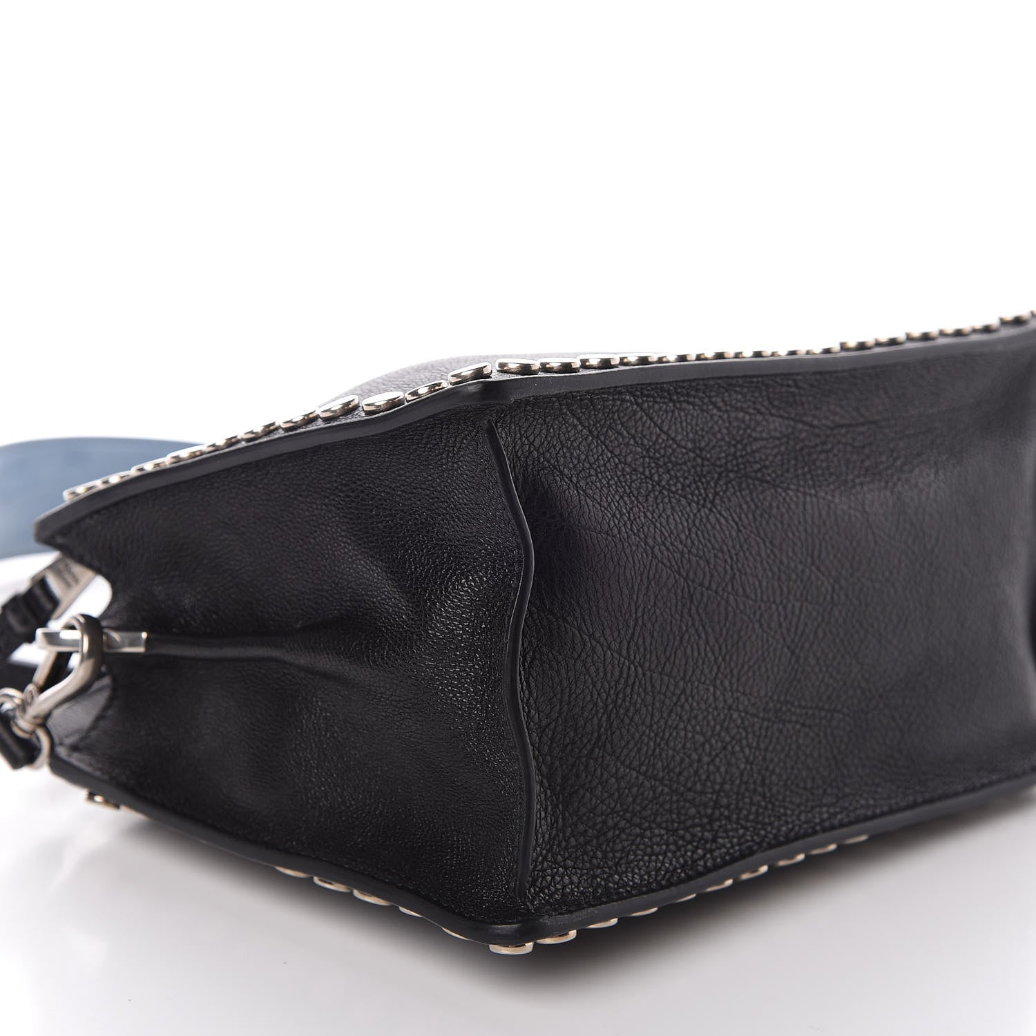 Prada Glace Calfskin Studded Etiquette Shoulder Bag Black 6 of 9