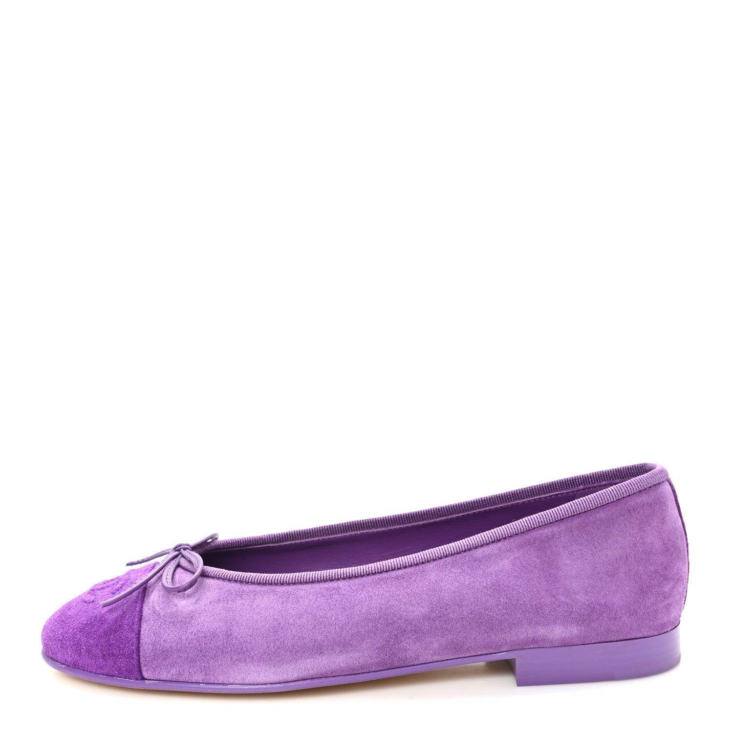 CHANEL シャネル ベロア バレエシューズ パープル Chanel Suede Cap Toe CC Ballerina Flats 36 Purple Dark Purple