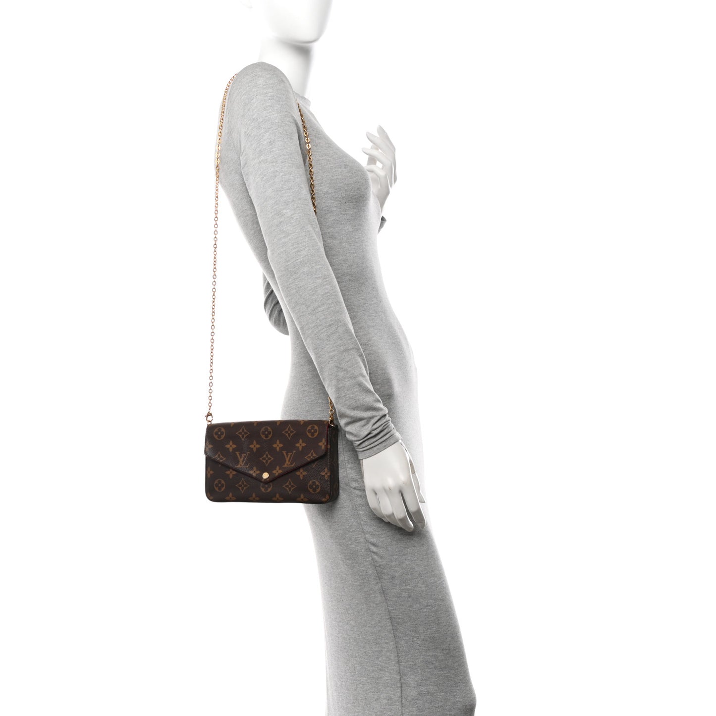 Monogram Pochette Felicie Chain Wallet Fuchsia