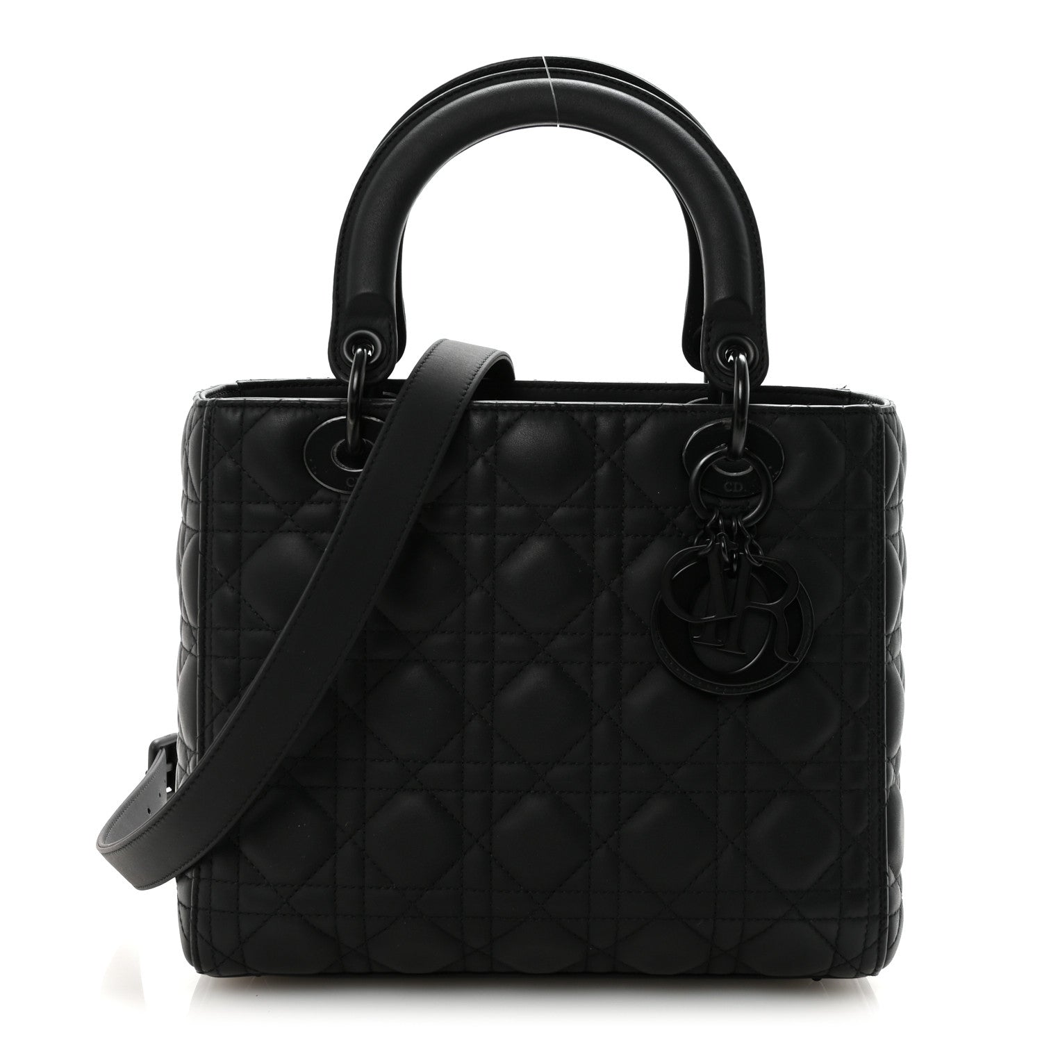 Ladydior レディディオールミニ　マットブラック　ツイリー付き DIOR【人気のウルトラマット】Lady Dior バッグ ミニ【関税無】 (Dior