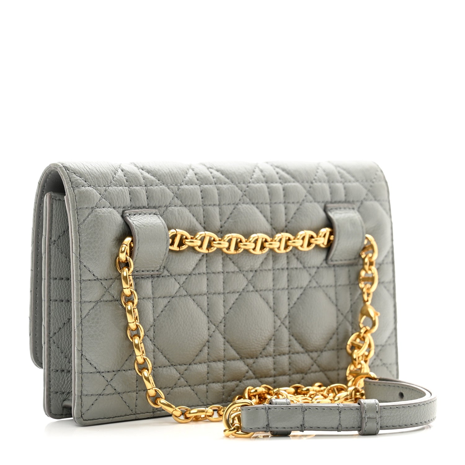 Christian Dior Supple Calfskin Caro Pouch with Chain Cloud Blue 3 of 11