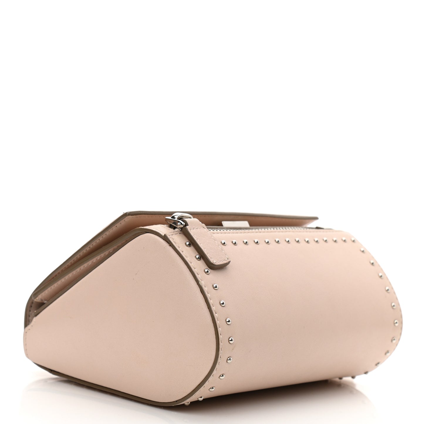 Calfskin Studded Mini Pandora Box Crossbody Bag Nude Pink