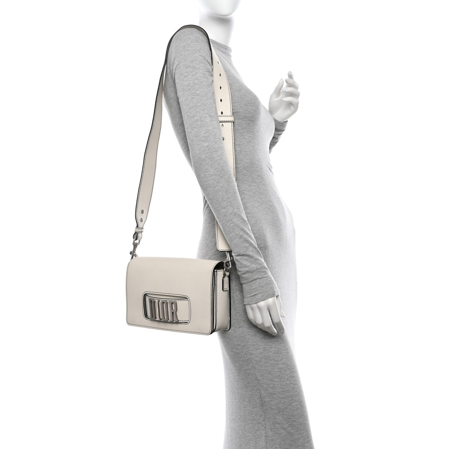 Smooth Calfskin Dio(r)evolution Flap Bag Off White