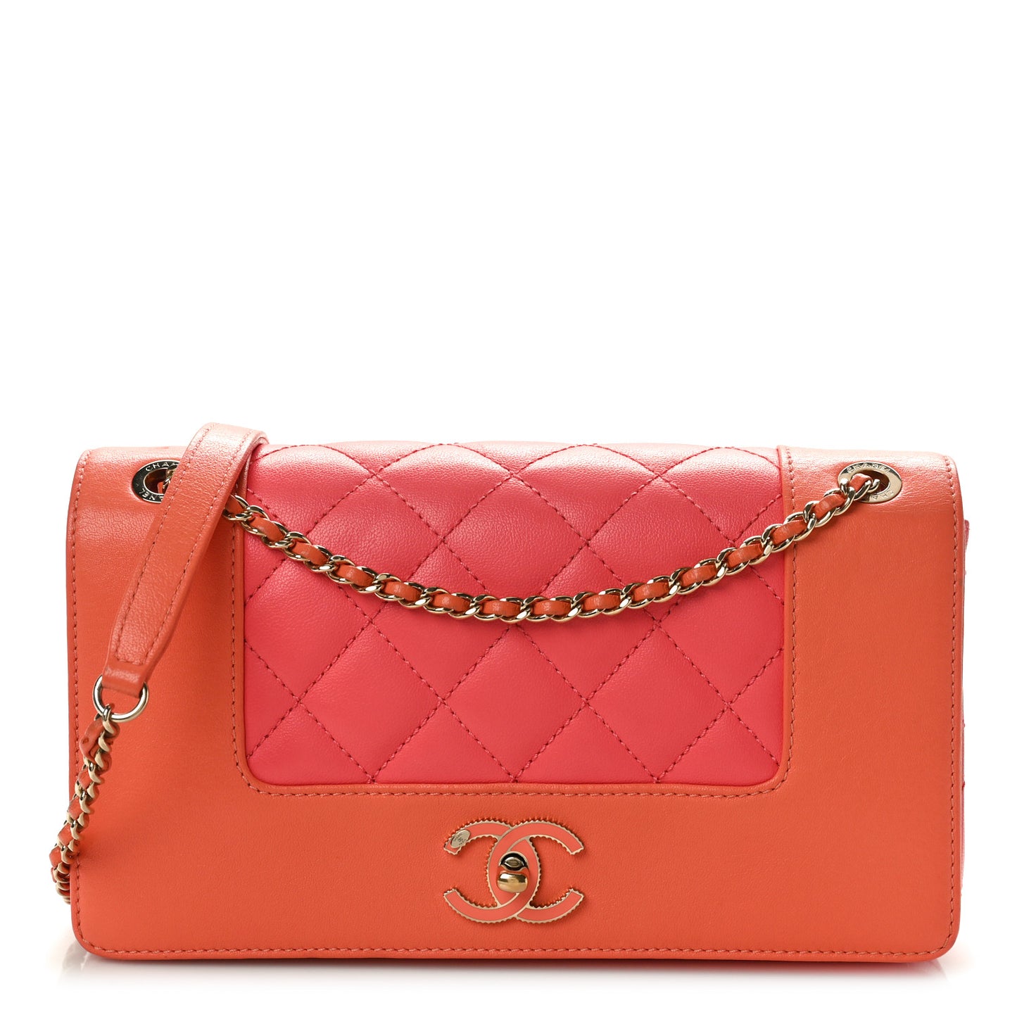 Sheepskin Quilted Medium Vintage Mademoiselle Flap Coral Orange
