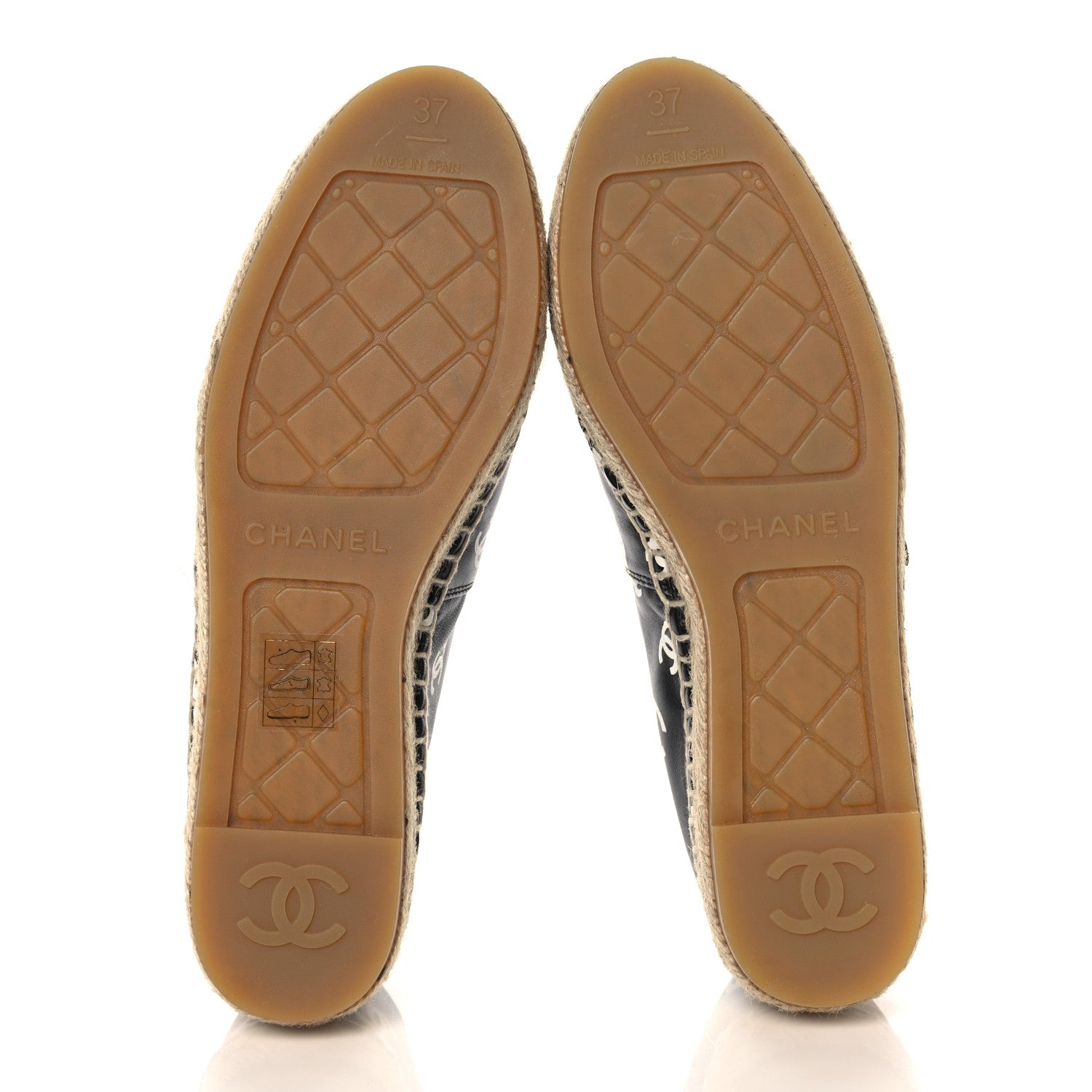 Chanel Printed Lambskin CC Espadrilles 37 Black White 5 of 10