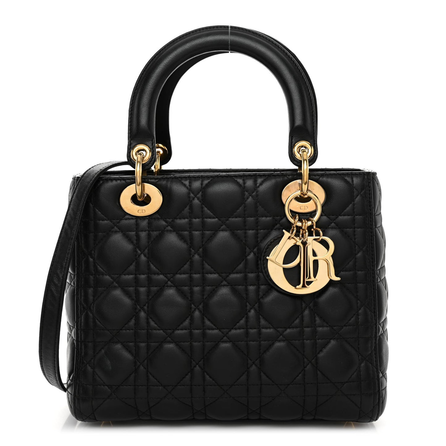 Lambskin Cannage Medium Lady Dior Black