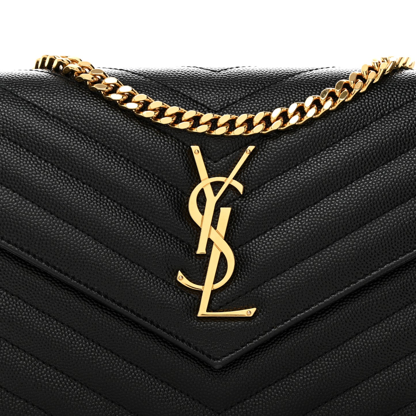 Grain De Poudre Matelasse Chevron Monogram Chain Wallet Black