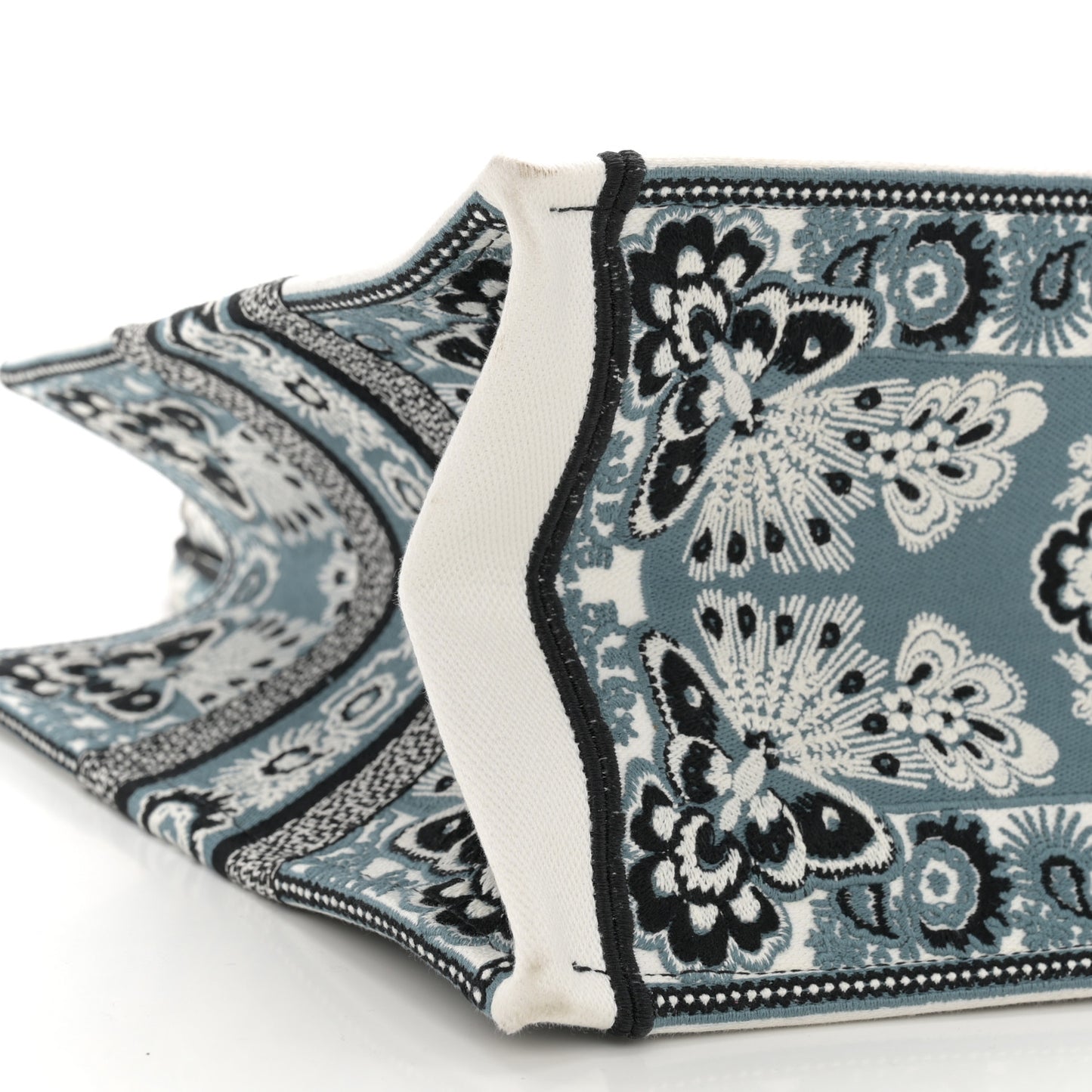 Canvas Butterfly Bandana Embroidered Medium Book Tote Black White
