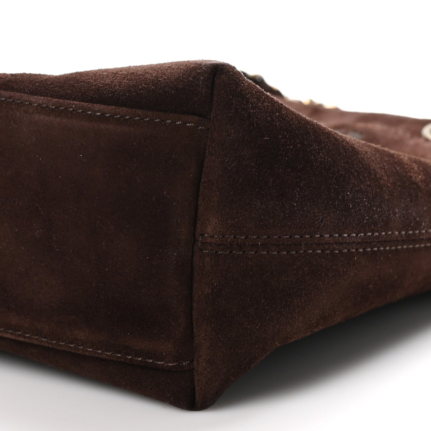 Suede Shopping Chain Tote Brown