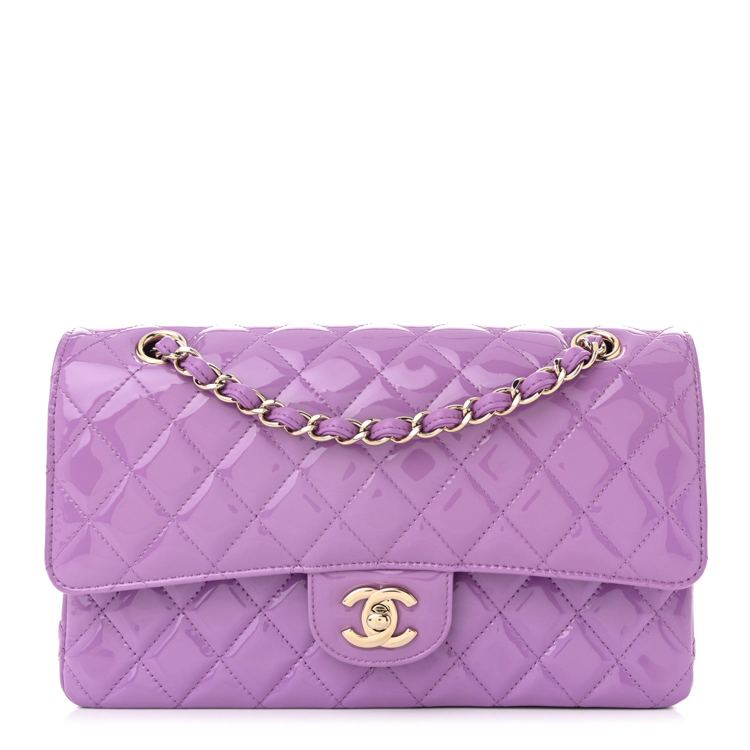 Chanel Patent Calfskin Quilted Medium Double Flap Purple 1 of 11