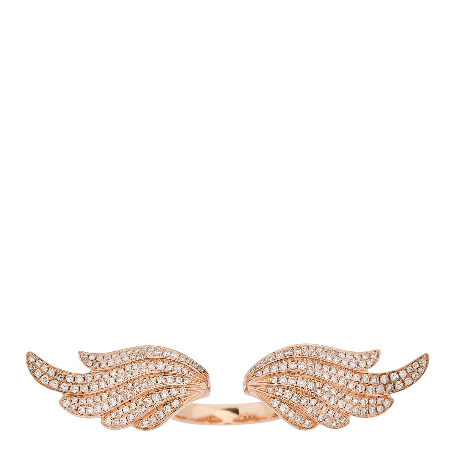 18K Rose Gold Diamond Double Wing Ring 54 7