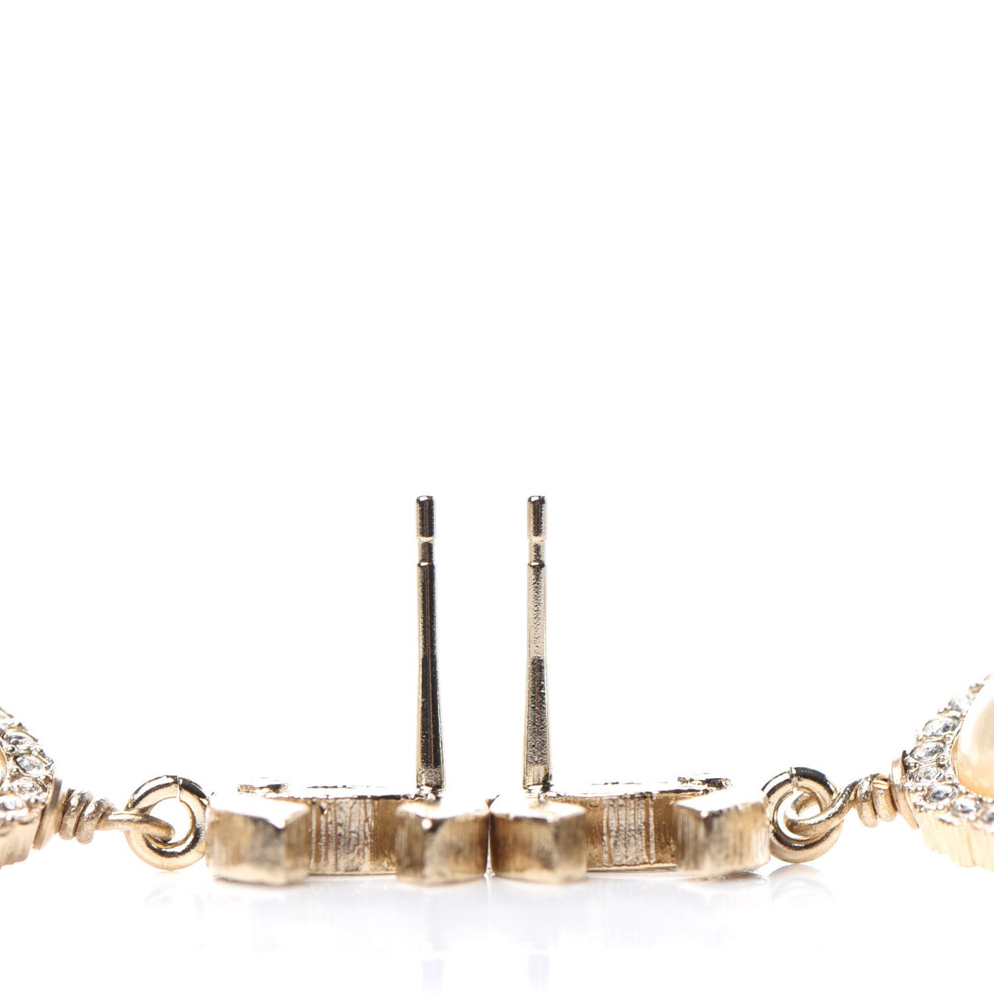 Crystal Pearl CC Drop Earrings Gold