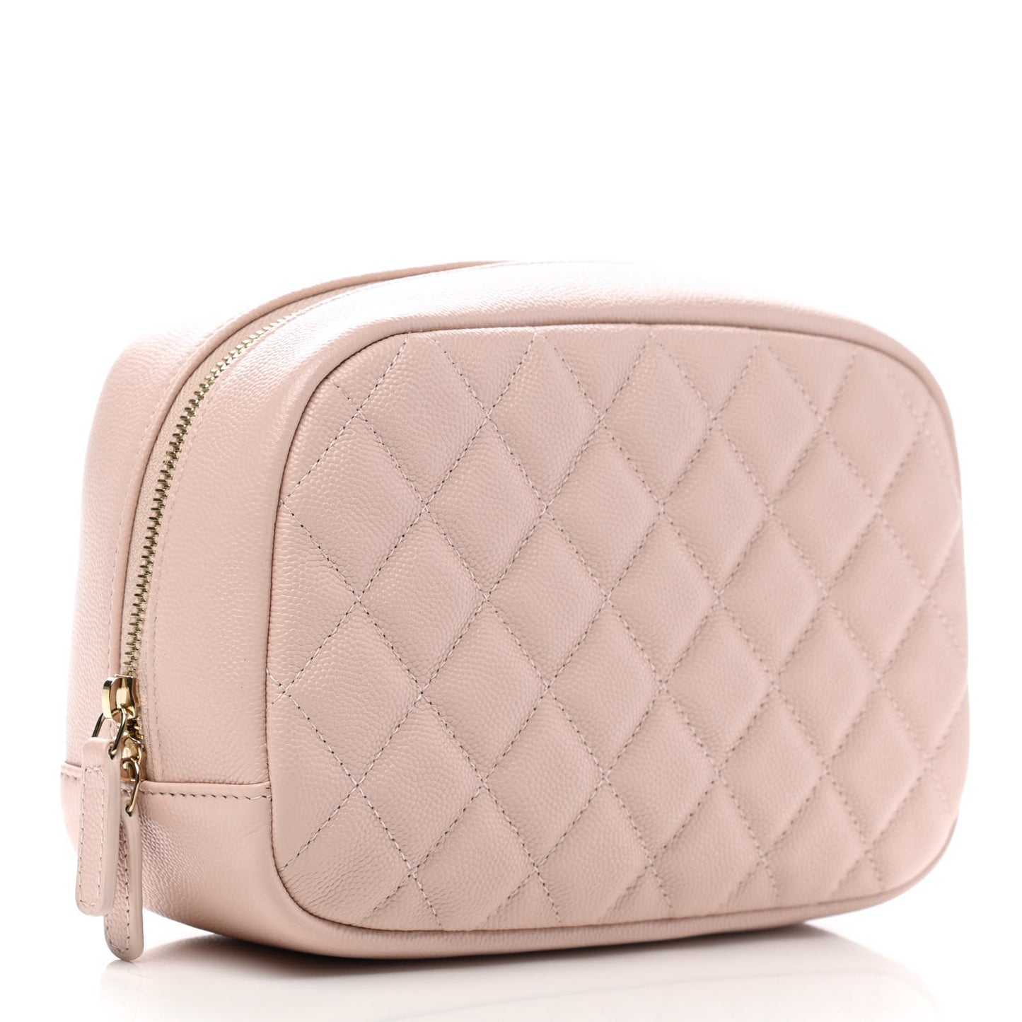 Caviar Quilted Medium Curvy Pouch Cosmetic Case Light Pink