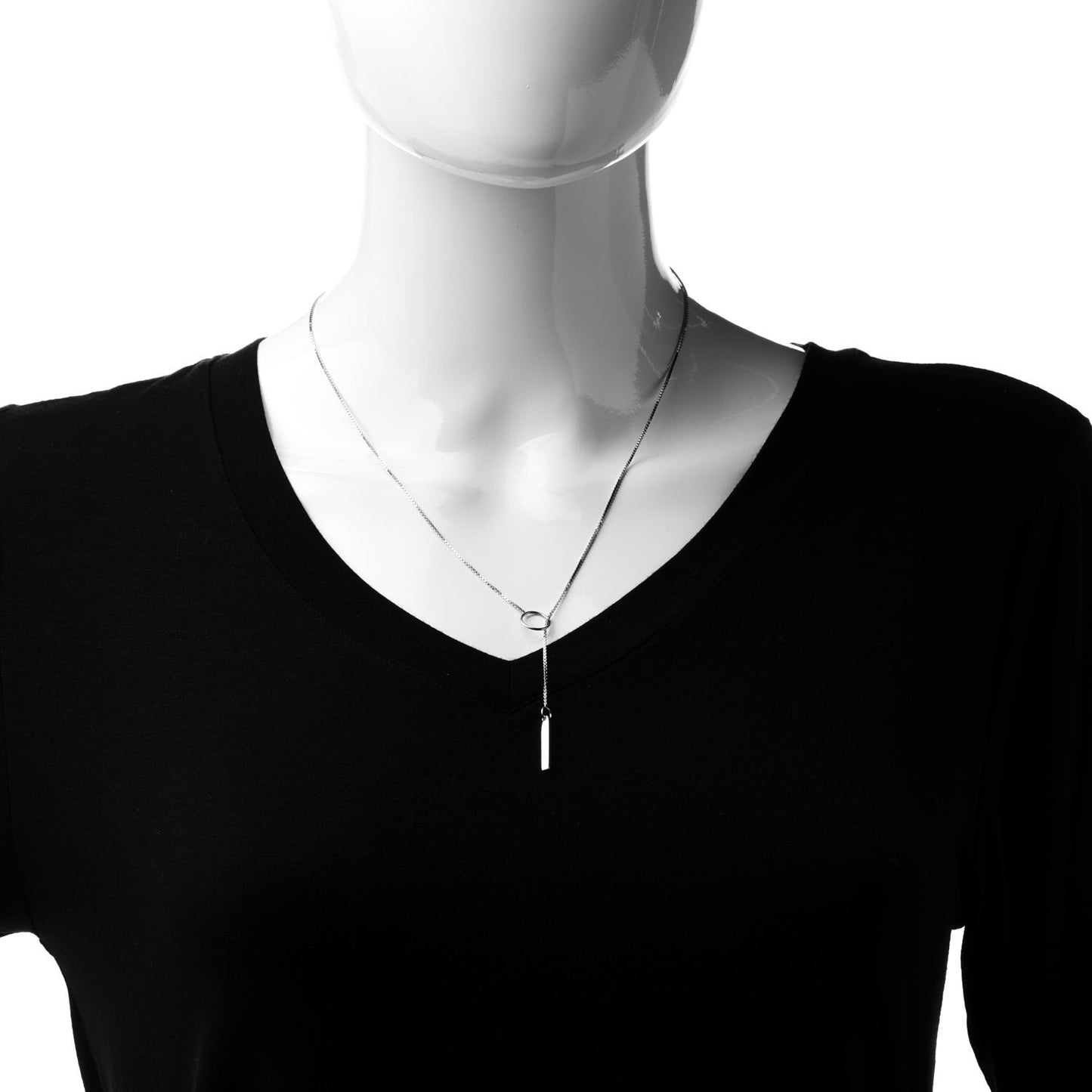 18K White Gold 20mm Lariat Necklace