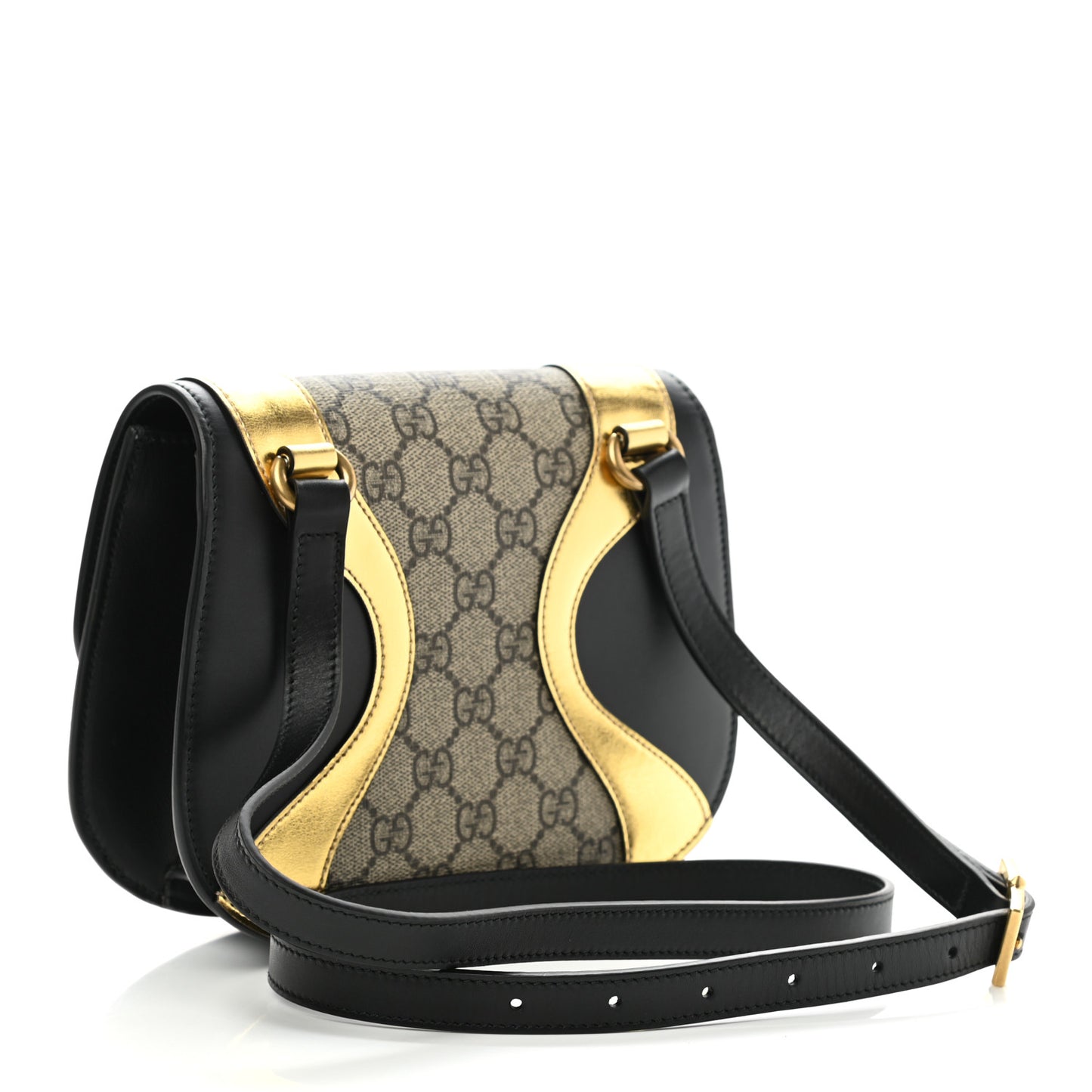 GG Supreme Monogram Small Osiride Shoulder Bag Black Gold