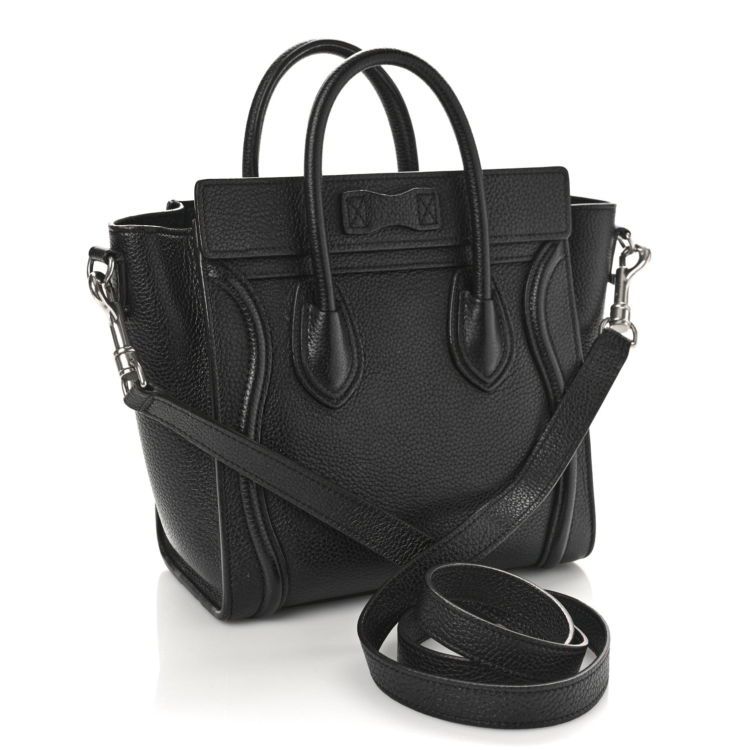 Celine Drummed Calfskin Nano Luggage Black 2 of 8