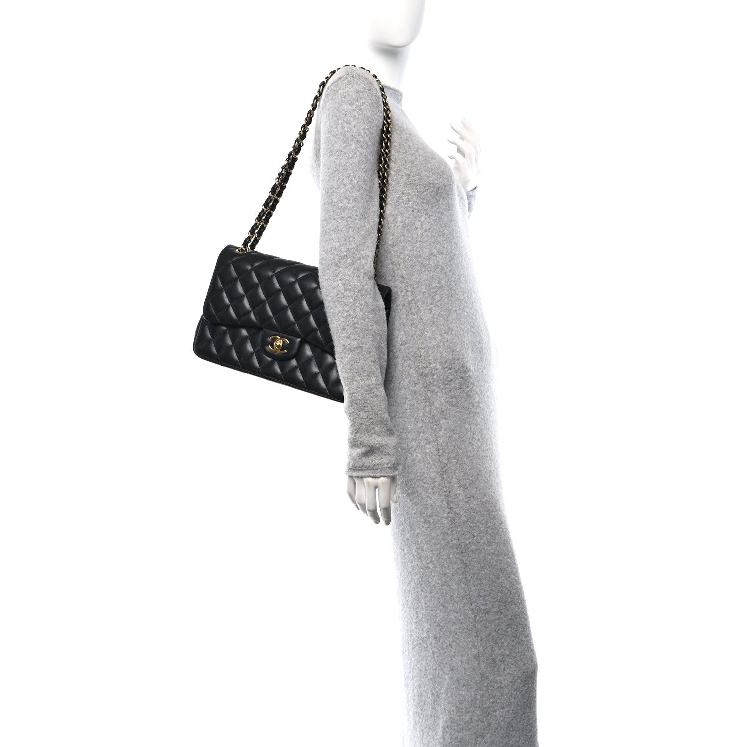 Chanel Lambskin Quilted Jumbo Double Flap Black 2 of 11