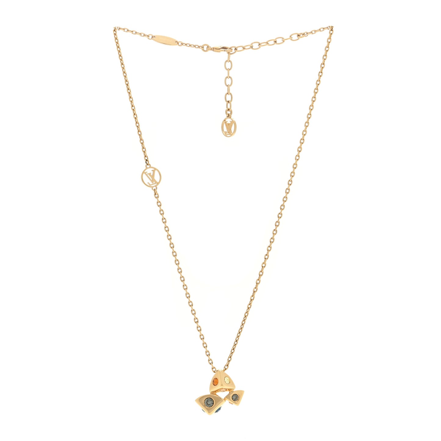 Crystal Trunkies Pendant Necklace Gold