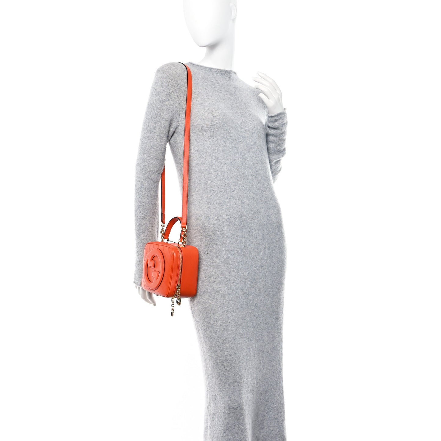 Sakai Be Green Calfskin Diagonal Stitched Small Blondie Shoulder Bag Orange