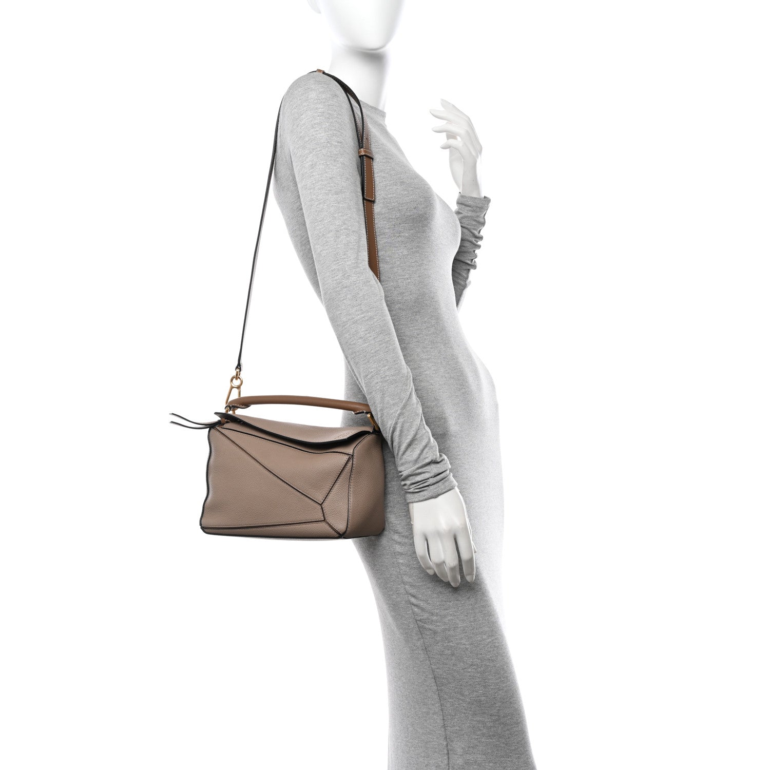 Loewe Grained Calfskin Small Puzzle Bag Sand Mink 2 of 15