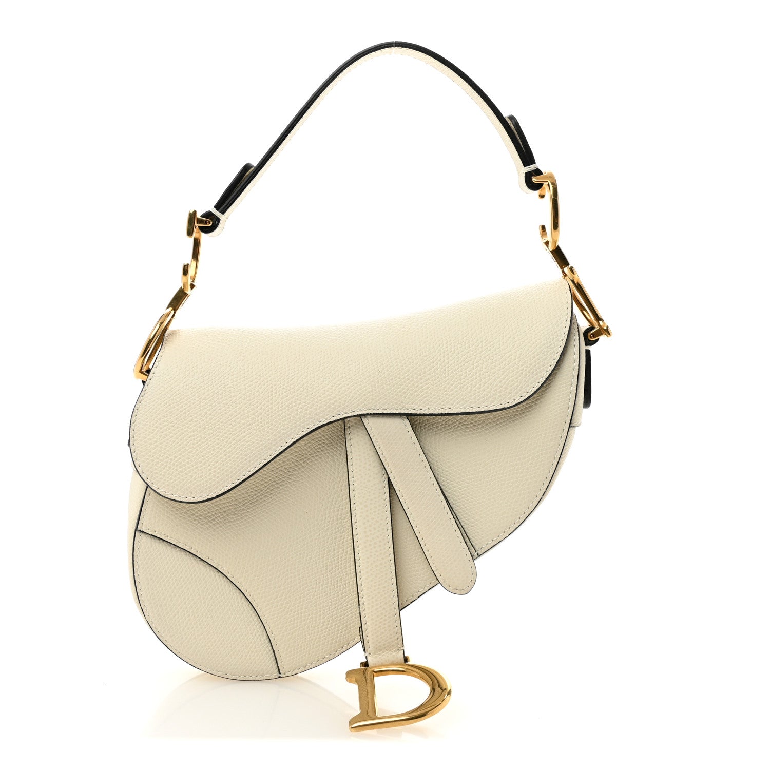 Christian Dior Grained Calfskin Mini Saddle Bag White 1882602