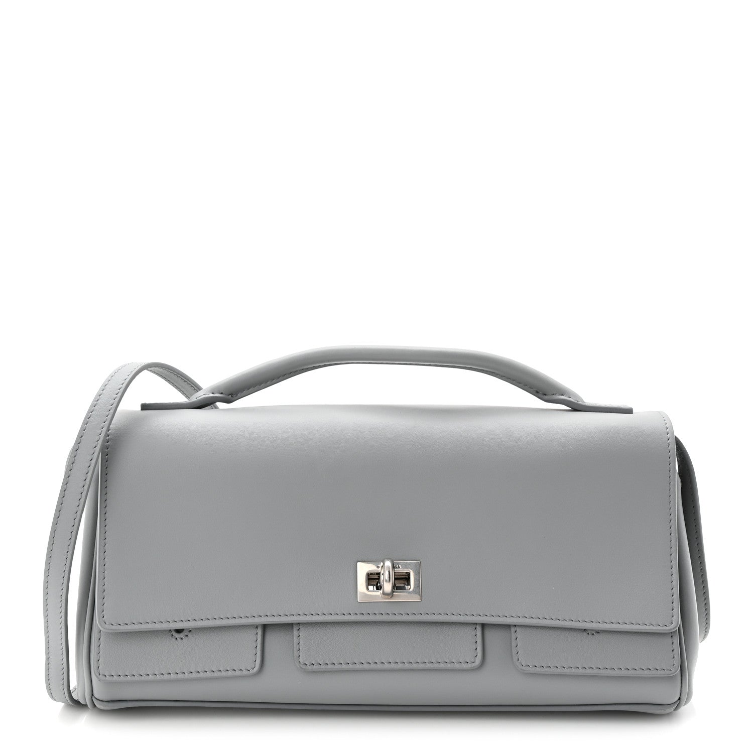 Balenciaga Smooth Calfskin Small Bel Air Clutch On Strap Cloud