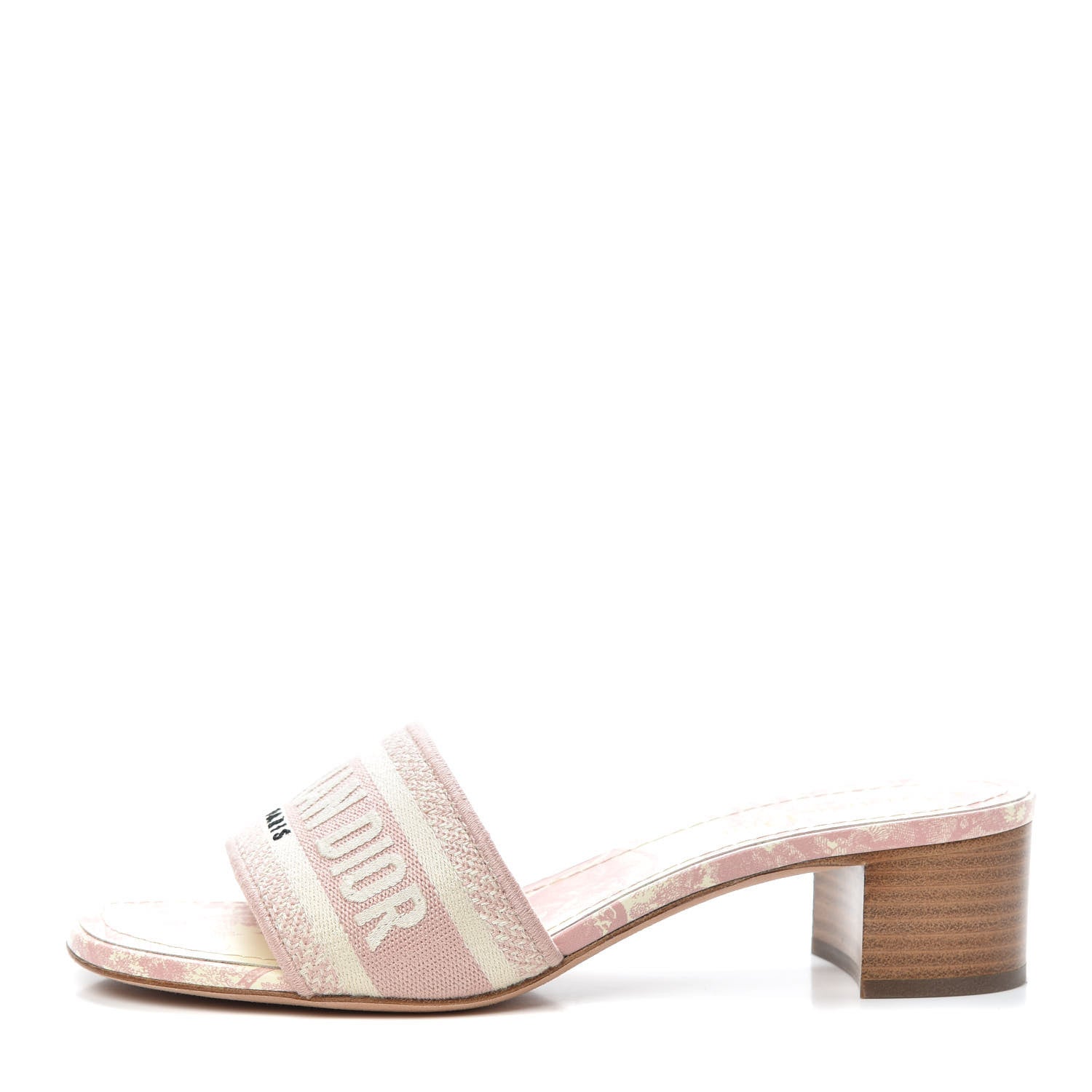 Christian Dior Cotton Toile De Jouy Embroidered Dway 50mm Slide Sandals 38 Light Pink 1 of 7