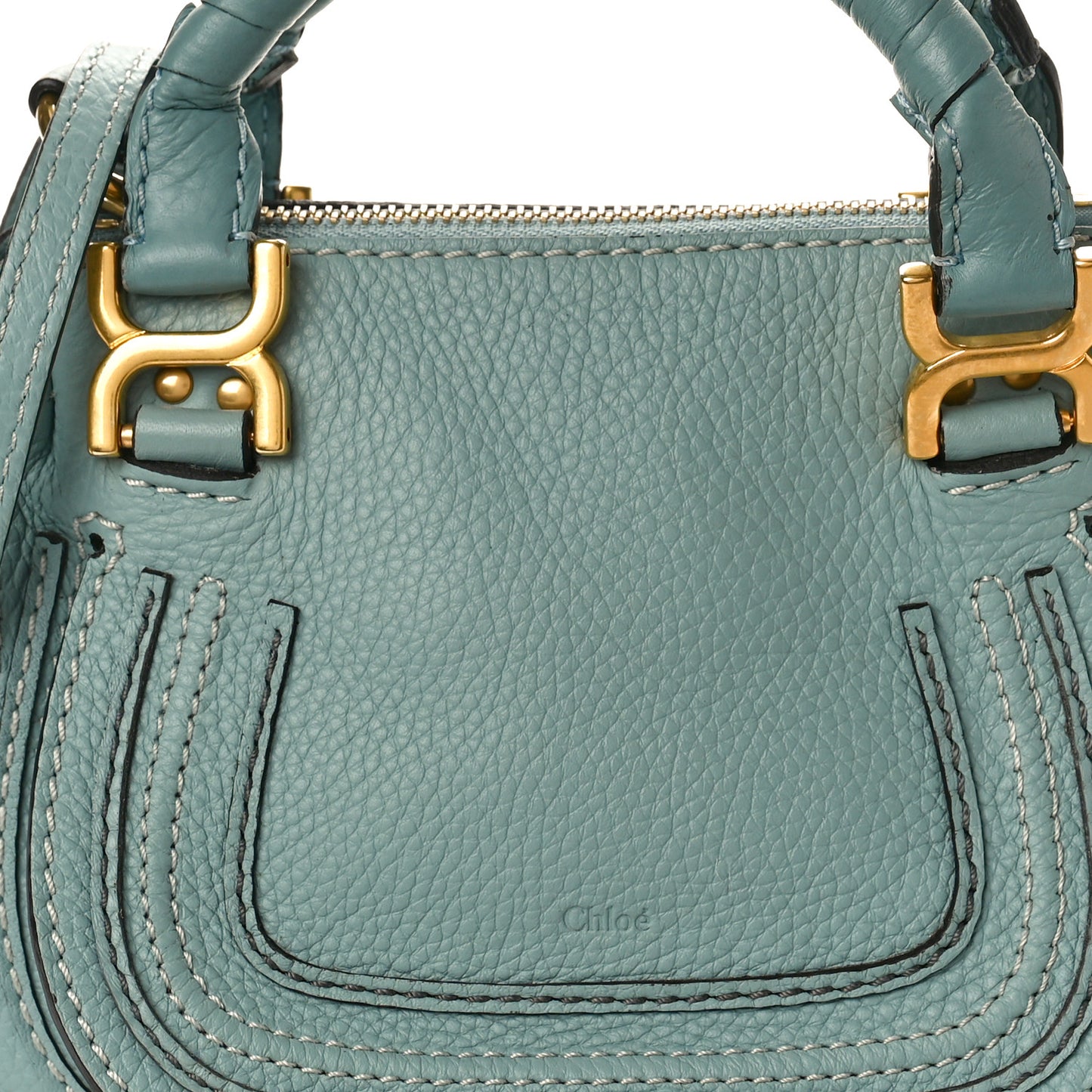 Calfskin Small Marcie Satchel Mint Blue