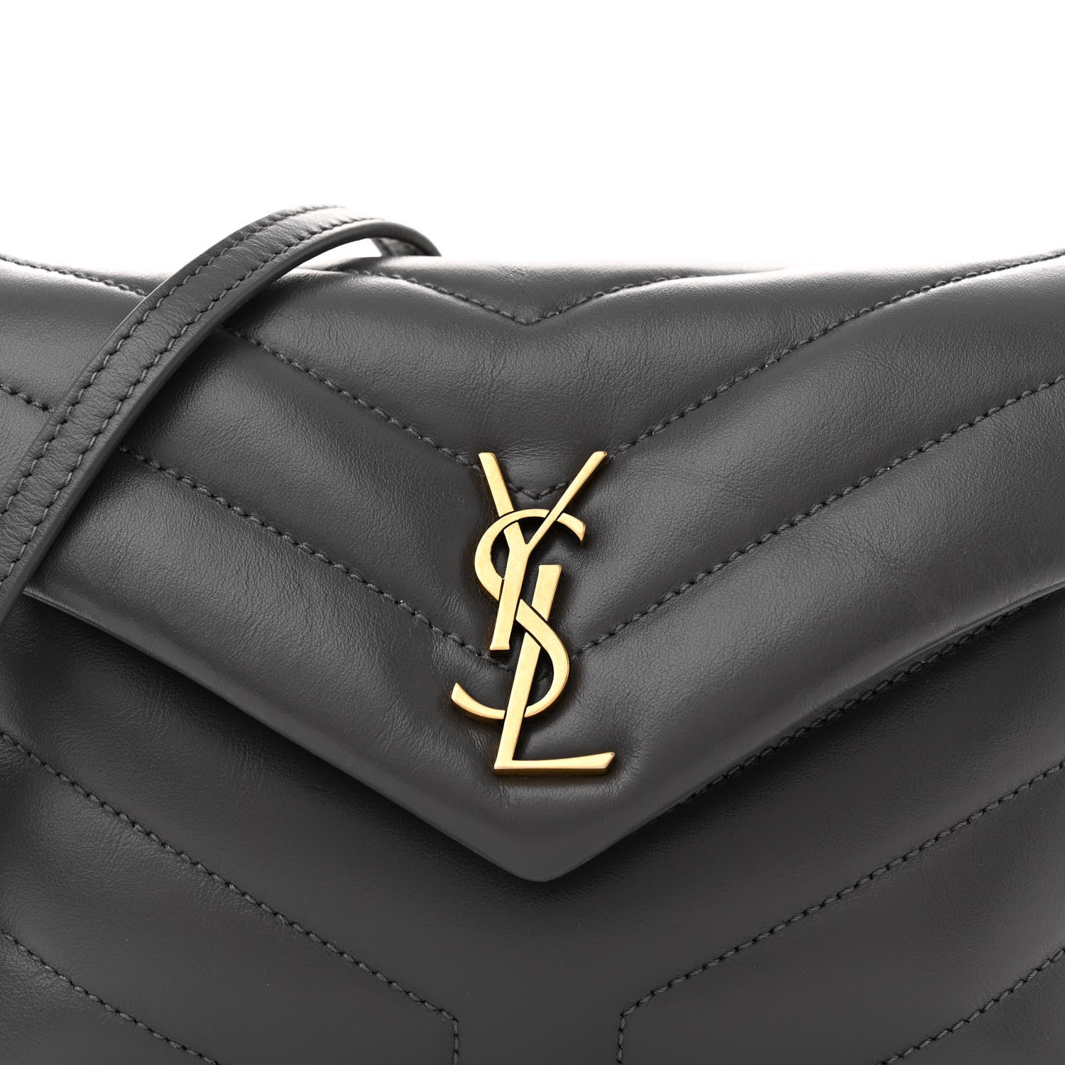 Saint Laurent Calfskin Y Quilted Monogram Toy Loulou Crossbody Bag Storm 8 of 13