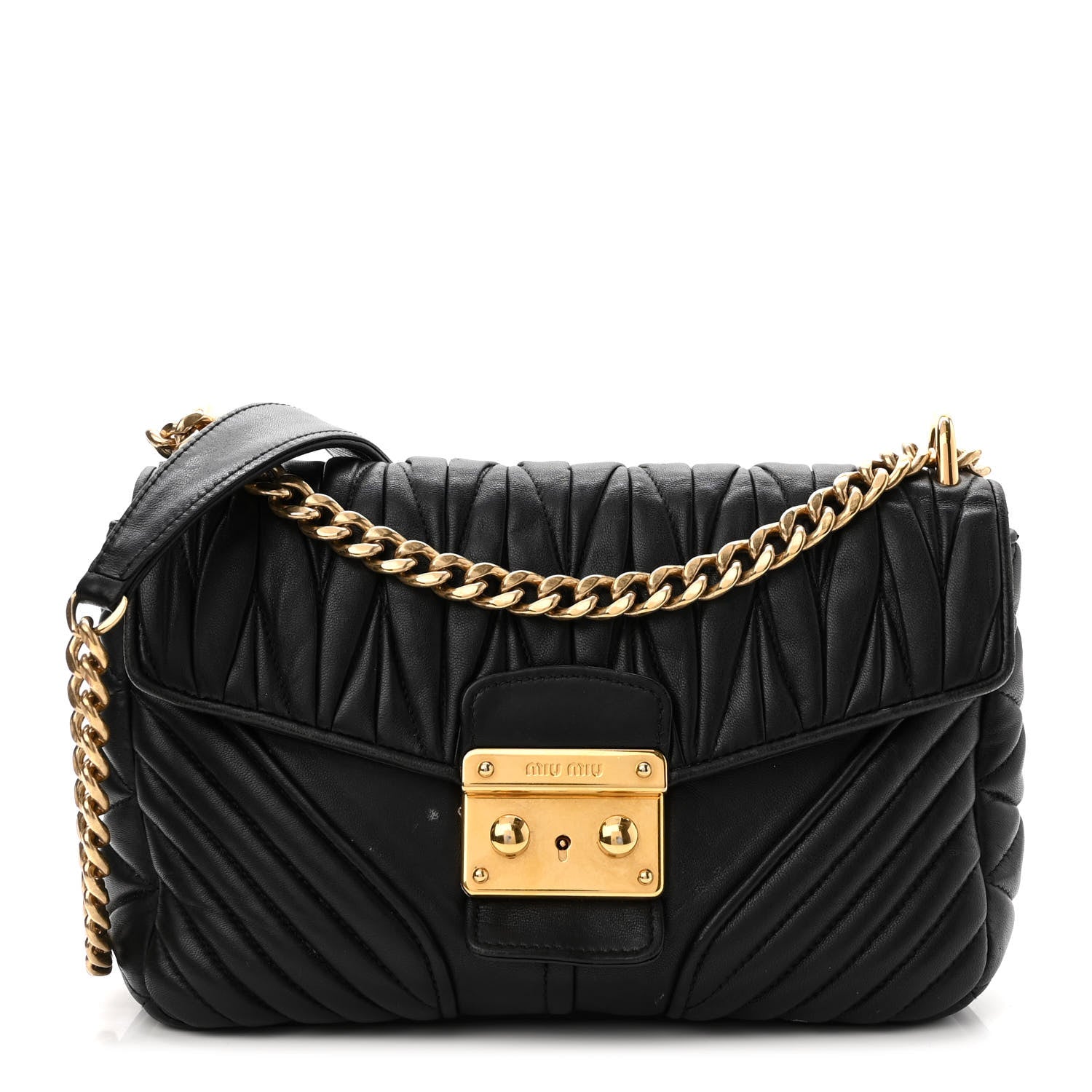 Miu Miu Nappa Matelasse Biker Shoulder Bag Black 1189476 