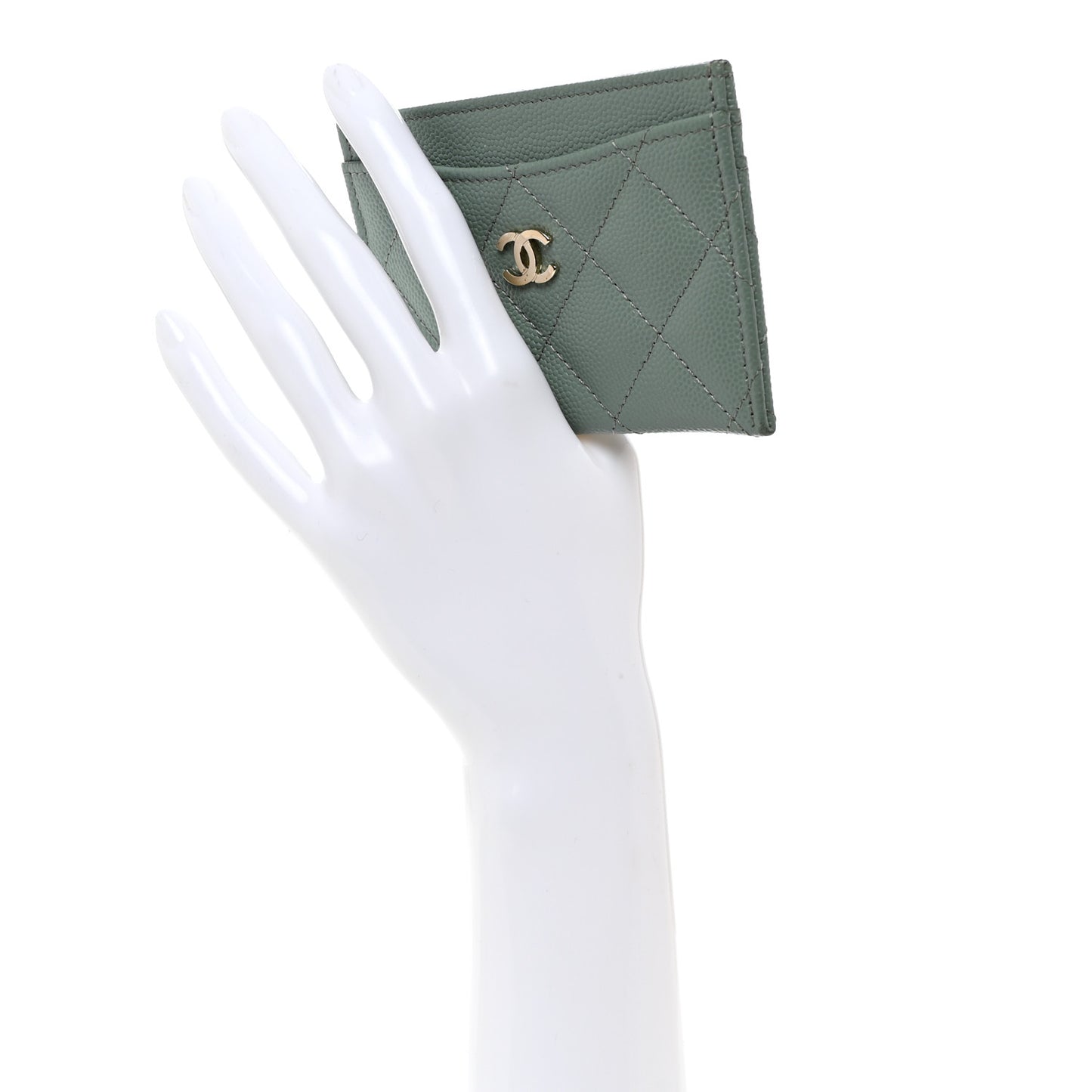 Caviar Quilted Card Holder Light Blue