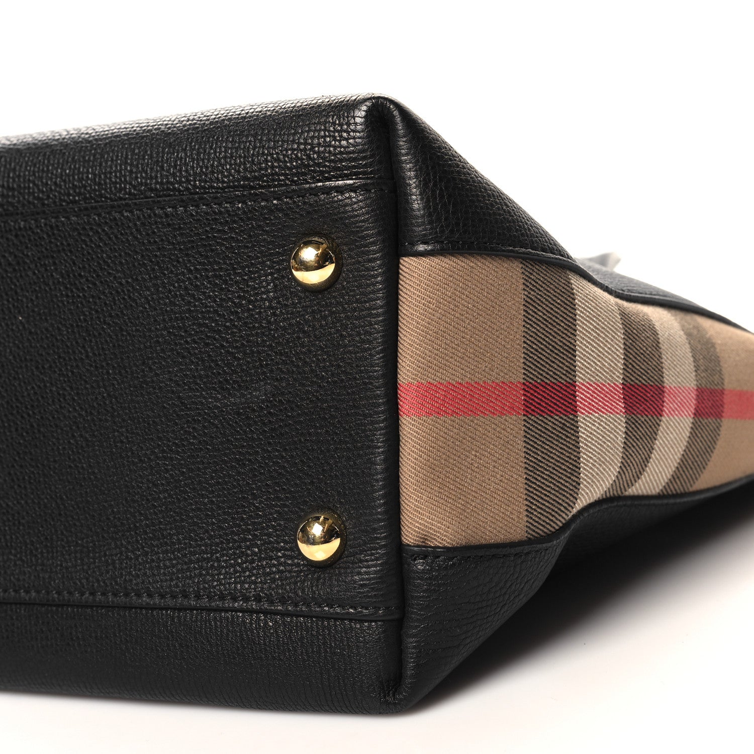 Burberry Derby Calfskin House Check Medium Welburn Tote Black 9 of 9