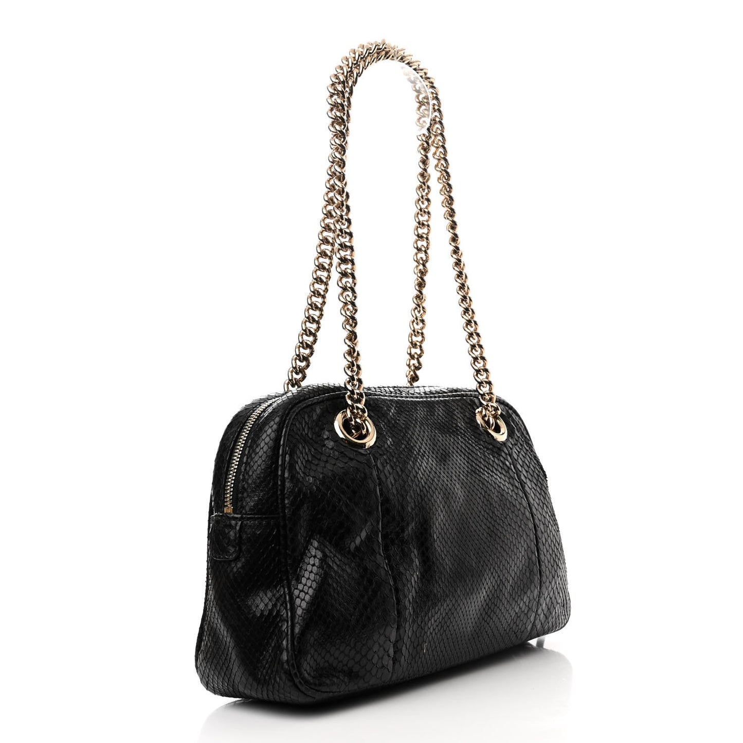 Snakeskin Small Soho Bowler Black