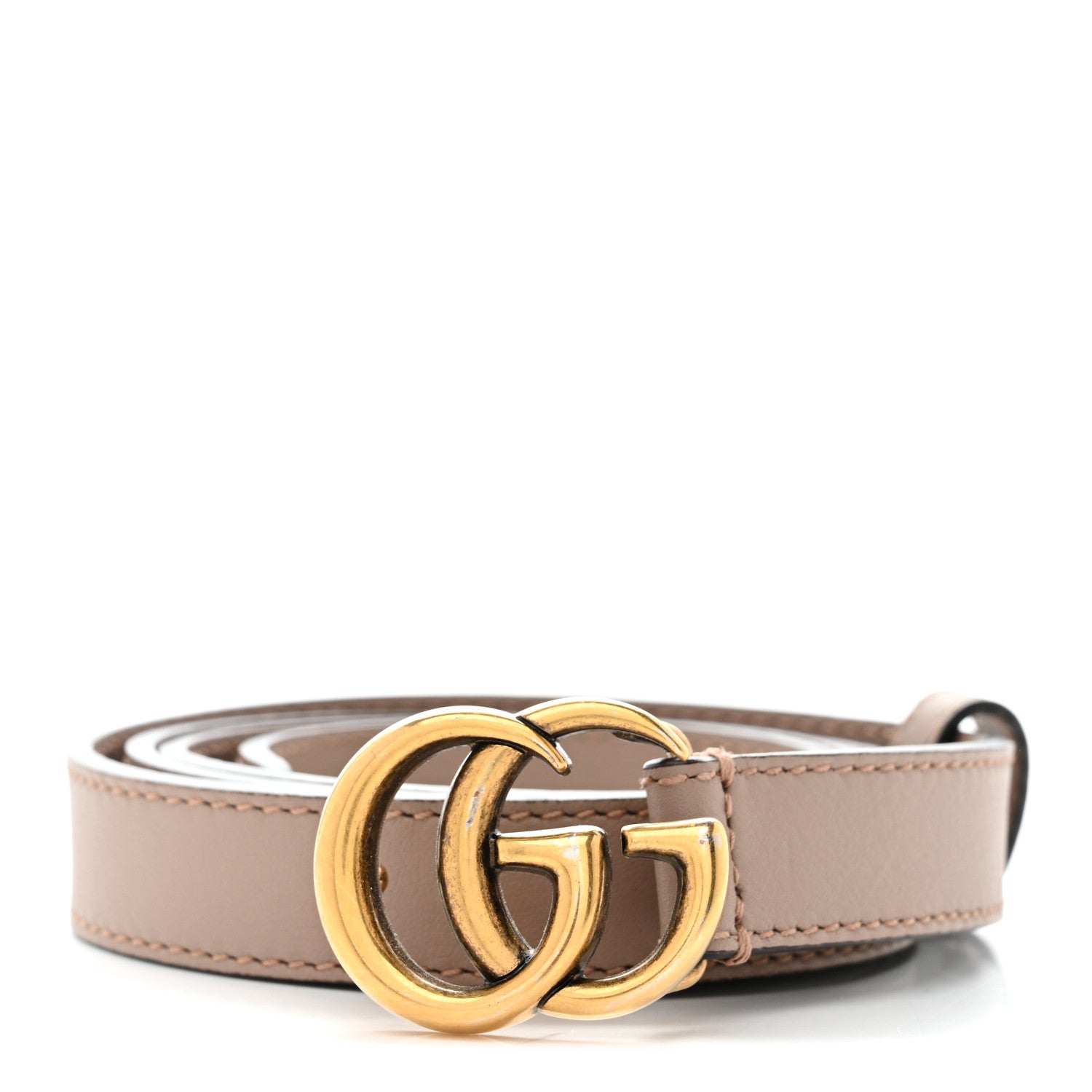 Authentic Nude Gucci Belt GUCCI Marmont Taupe Leather Double GG .8” Thin Skinny Belt  main image 2