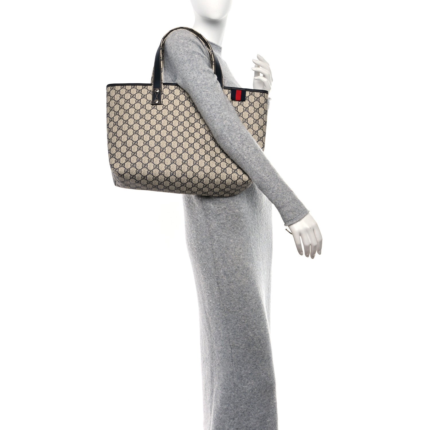 Gucci GG Plus Monogram Medium Signature Web Loop Tote Navy 3 of 9