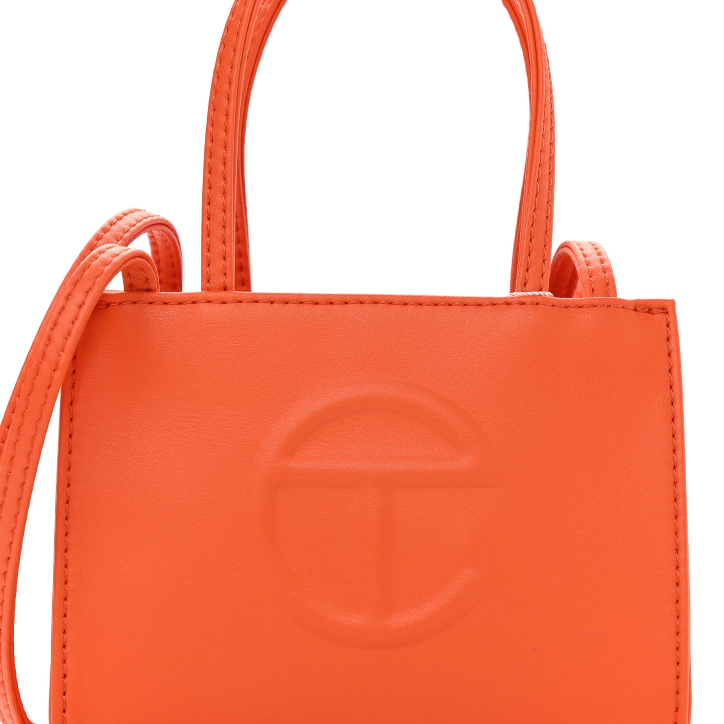 Vegan Leather Small Shopping Bag Orange