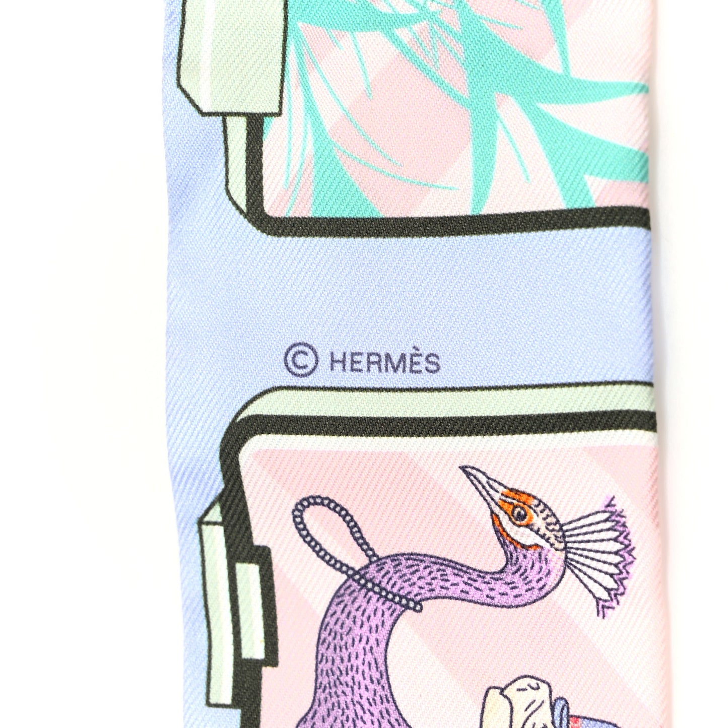 Silk Story Twilly Blue Pale Rose Vert