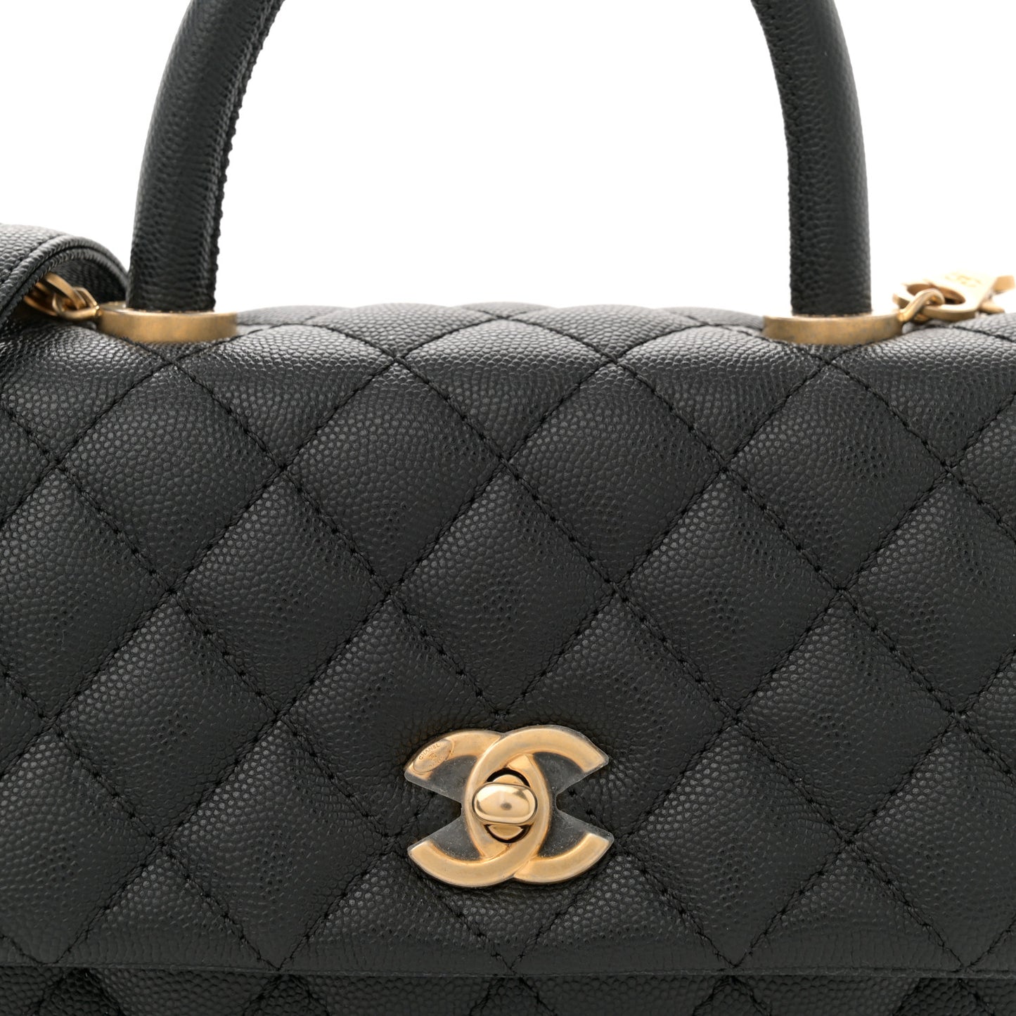 Caviar Quilted Mini Coco Handle Flap Black