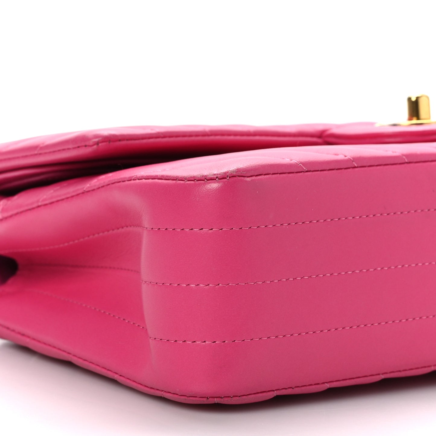 Lambskin Chevron Quilted Medium Double Flap Pink