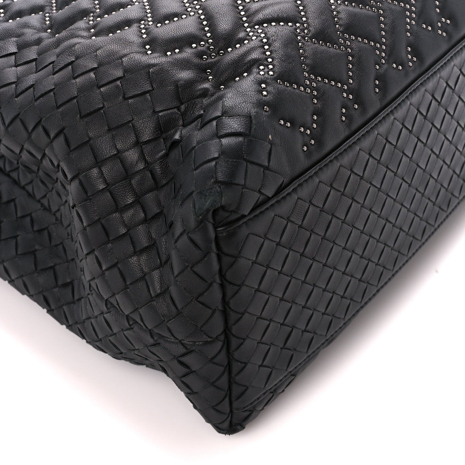 Bottega Veneta Nappa Intrecciato Pied-De-Poule Microstuds Tote Black 10 of 13
