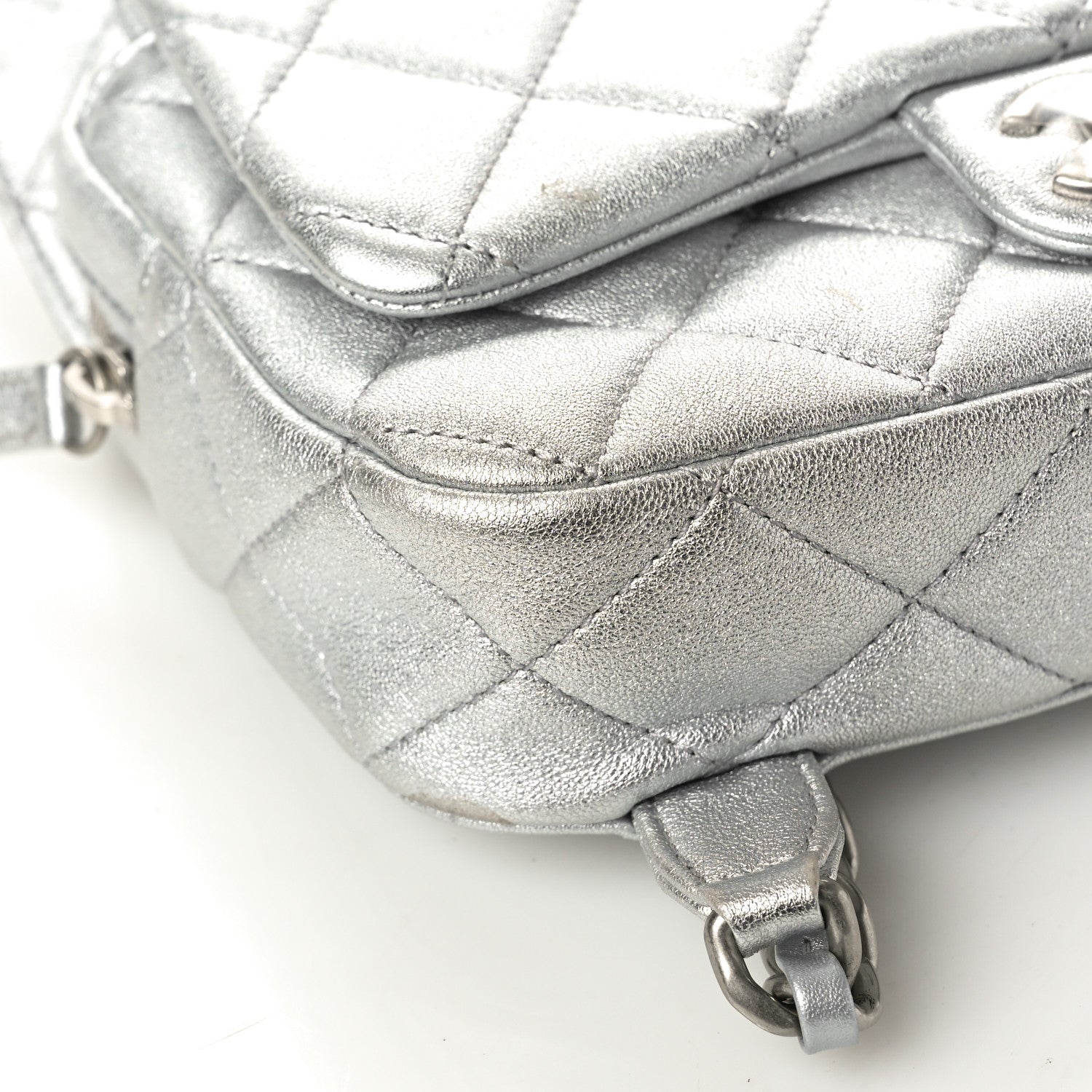 Chanel Metallic Lambskin Quilted Flap Backpack Silver 9 of 10