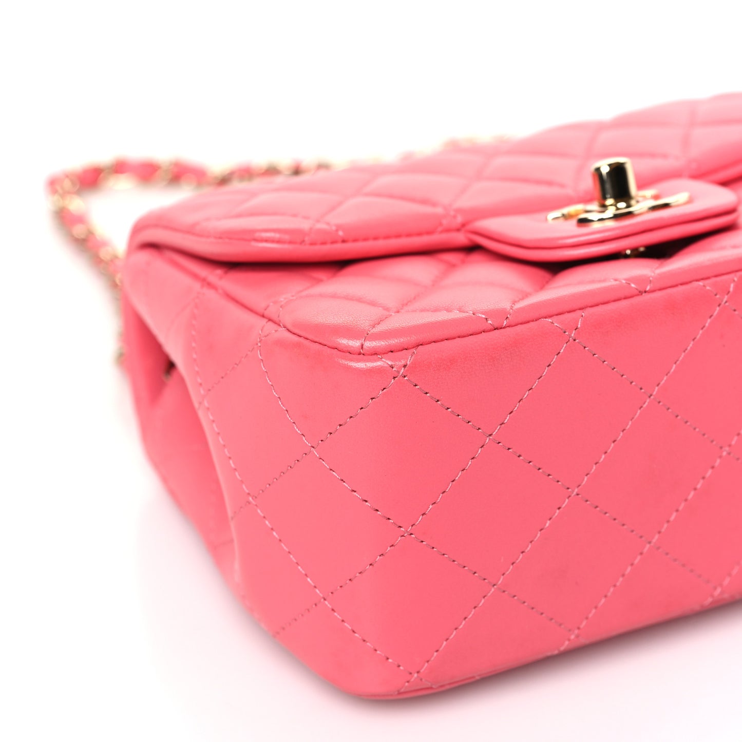 Lambskin Quilted Mini Square Flap Pink