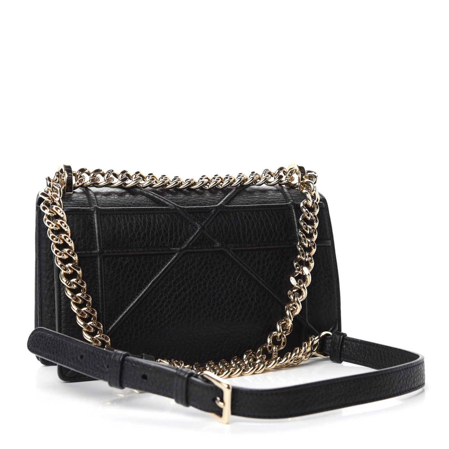 Grained Calfskin Small Diorama Flap Bag Black