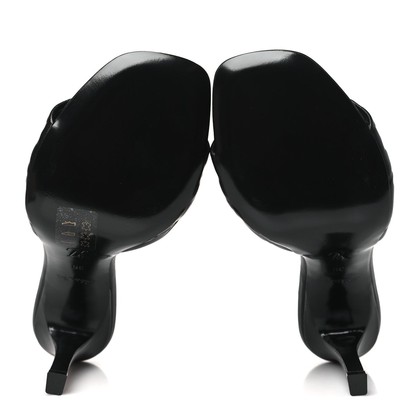 Lambskin Embossed Monogram Revival High Heel Mules 38 Black